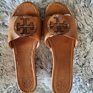 Tory Burch Patti Leather Wedge Sandals Size 9